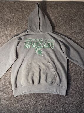 Gildan Heavy Blend Michigan State Spartans Hoodie Gray Small MSU Sparty